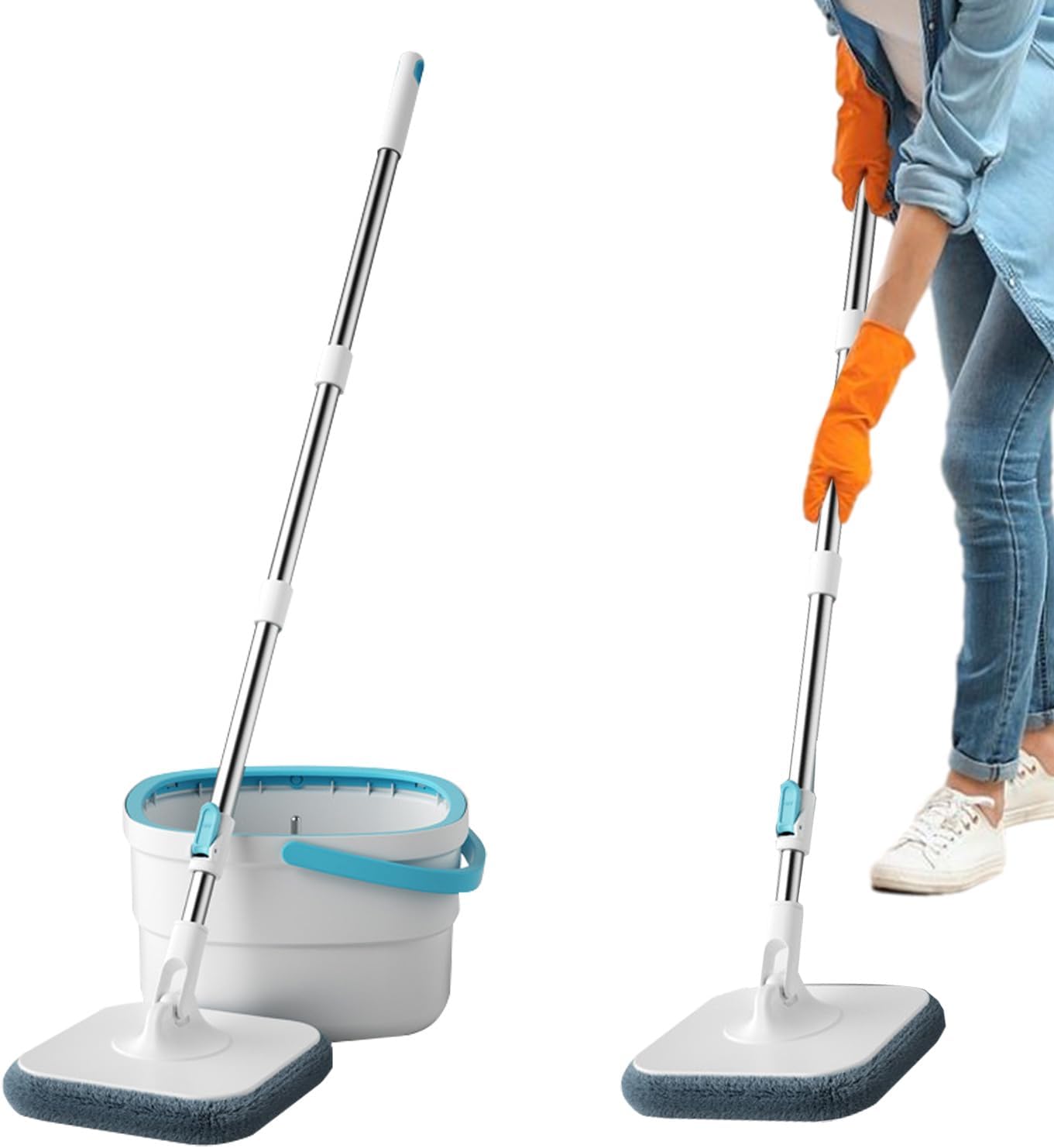 Floor Mop and Bucket Set | Housekeeping Floor Cleaning Accessories,Mop And Bucket Set with Wringer | for Bedroom Dining Room Kitchen Bathroom Study Hardwood