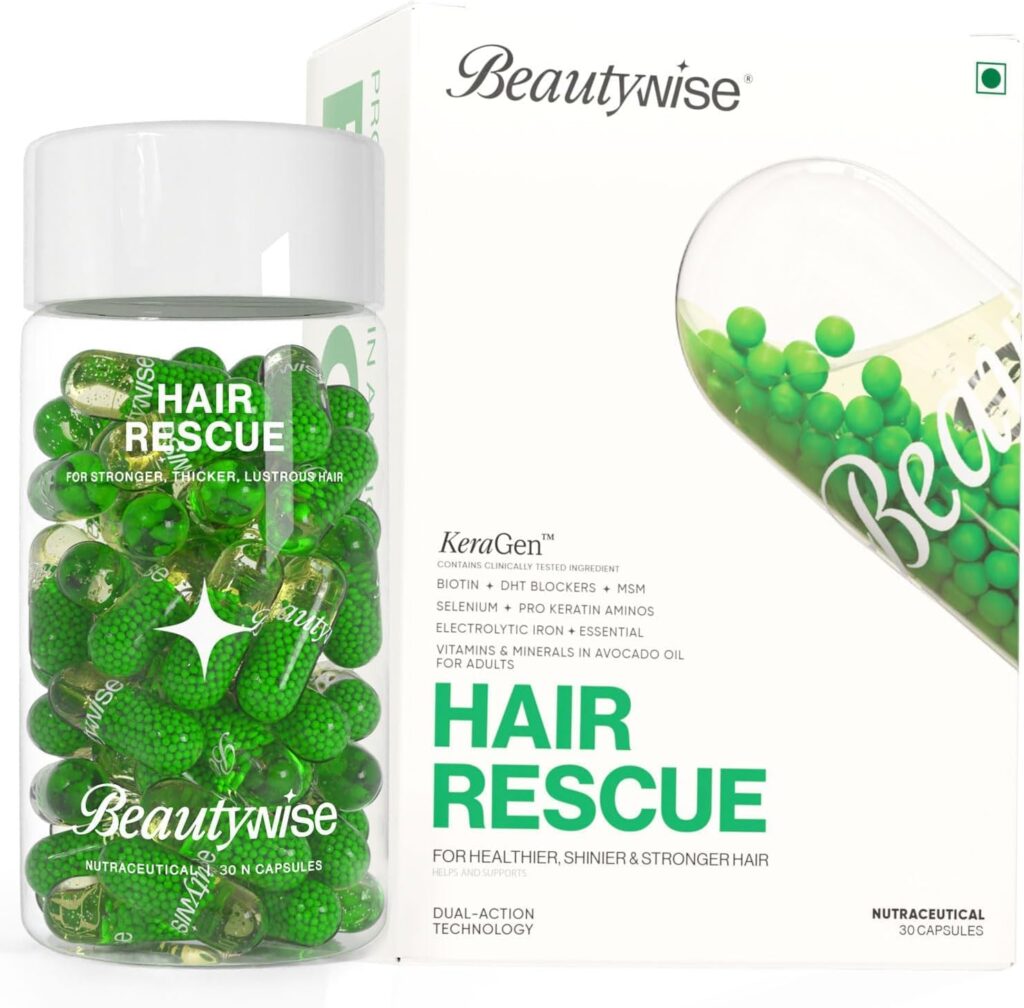 Beautywiseshop Hair Rescue Capsules | Biotin, Pro Keratin Amino Acids & DHT Blocker Blend | Supports Hair Strength & Thickness | Dual Action Hair Care Supplement for Men & Women