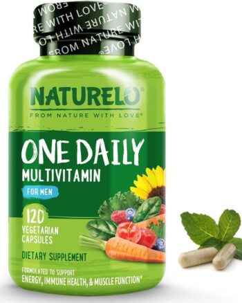 NATURELO Menβs Multivitamin Easy One a Day | 60 Vegan Capsules (2 Month Supply) | 29 Essential Vitamins, Minerals & Fruit & Veg Extracts, for Menβs Health, Energy and Performance