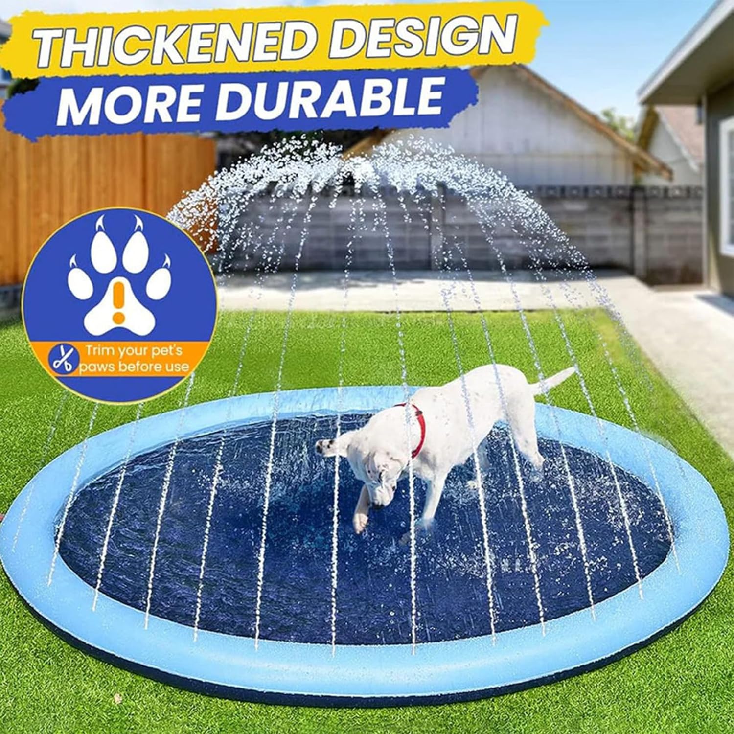 Splash Pads for Kids Dogs | Pet Splash Pads Anti-Slip Dog Pools | Thickened Dog Splash Mat Children Water Play Toy | Swimming Bathing Pool for Summer Outdoor Garden - Image 3