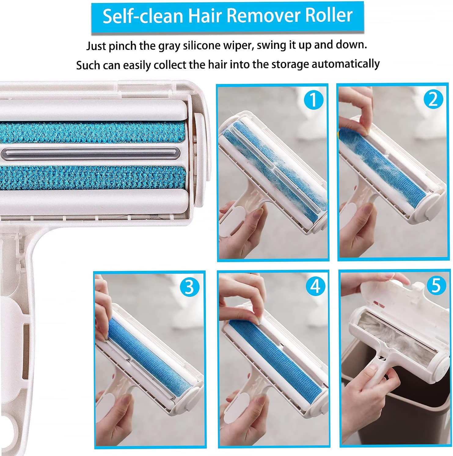 ACE2ACE Pet Hair Remover and Rollers, Cleaning Brush Fur Remover for Cats and Dogs, Washable and Reusable Animals Brushes Hair Removal, for Carpets, Clothes and Sofa-Green - Image 5