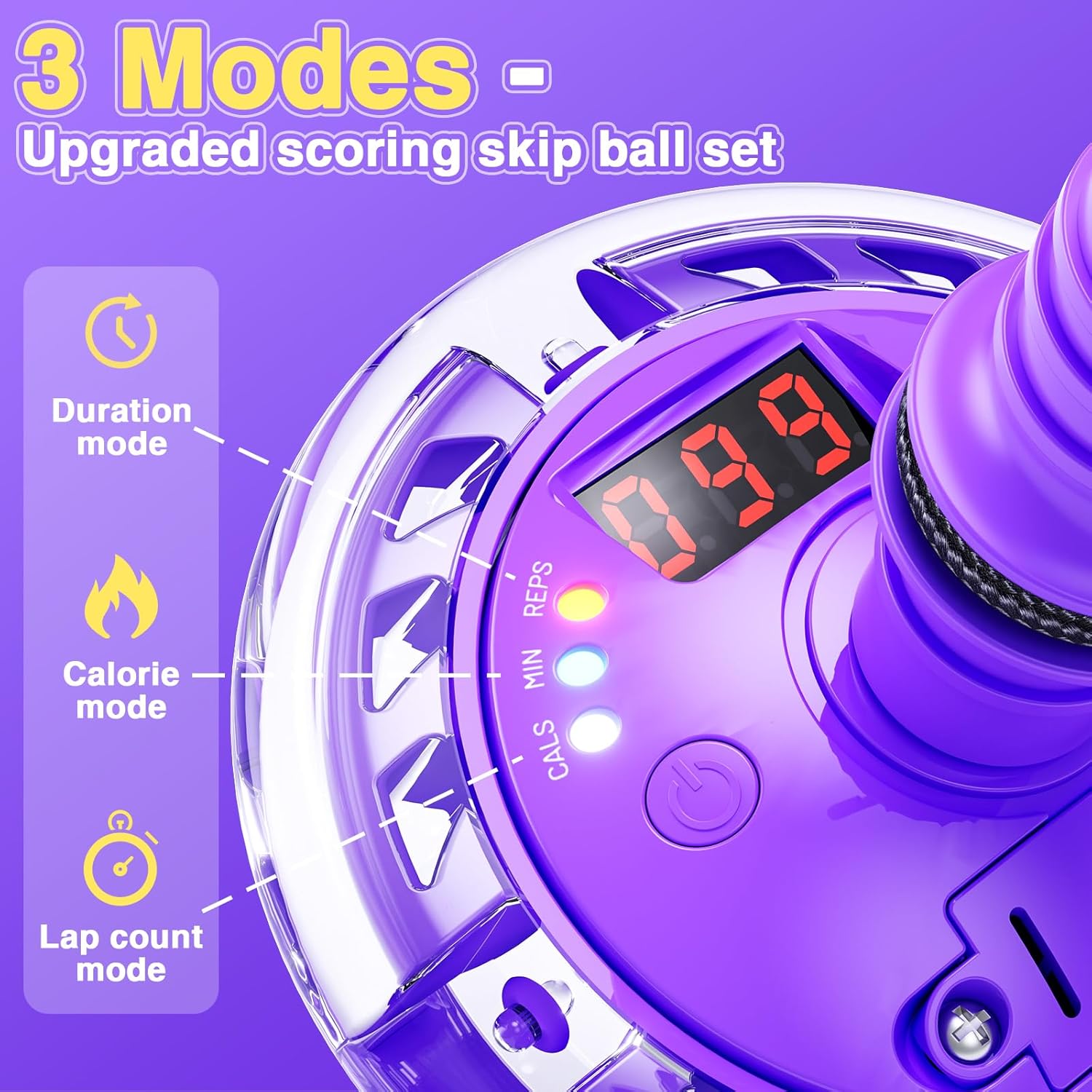 Ankle Skip Ball for Kids with Counter, Timer, Cal Calculator, Girl Birthday Gifts for Age 5 6 7 8 9 10, Battery Powered Foldable Outdoor Sports Toy for 6-10 Year Old Girl Easter Gifts (Pink) - Image 7