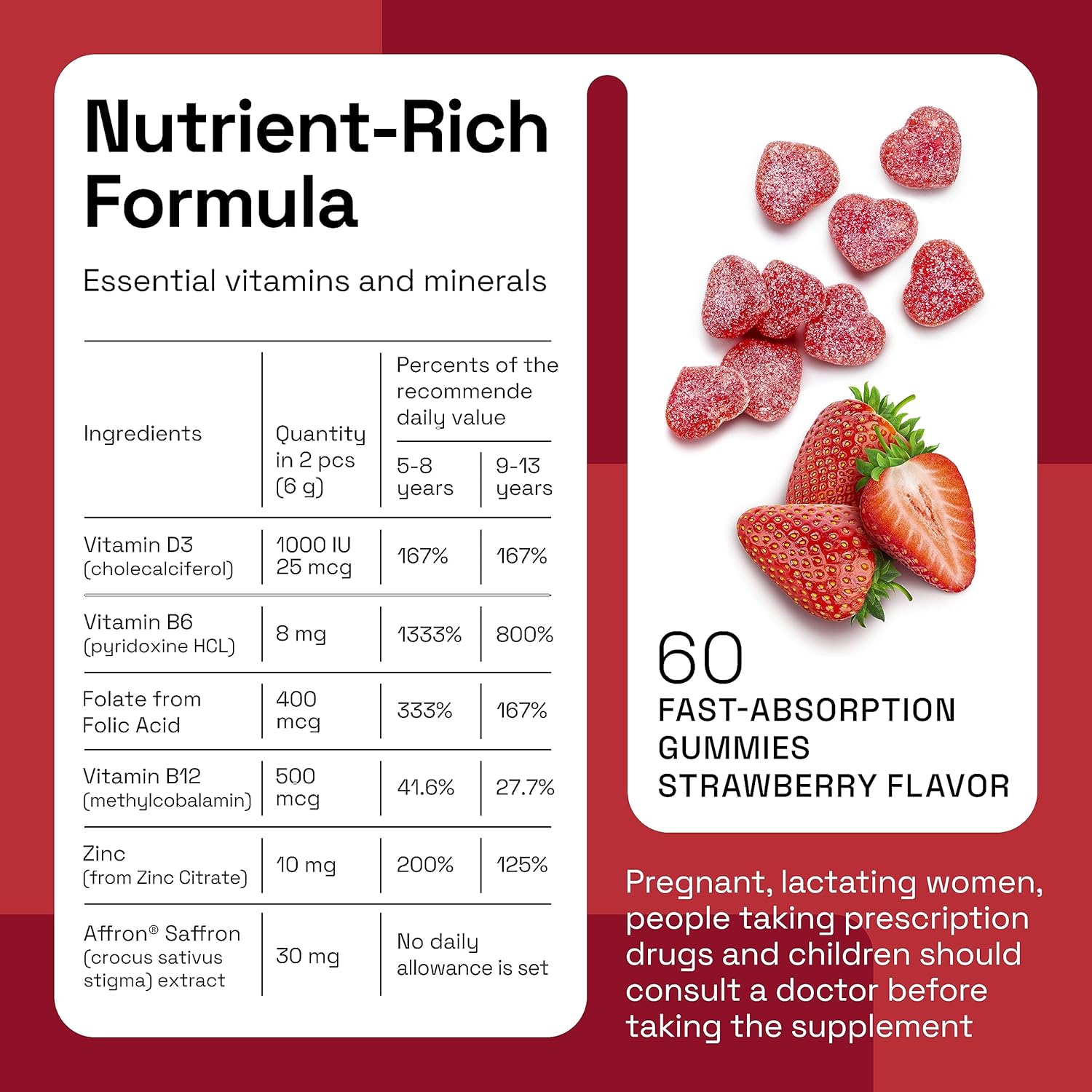 NAVEH PHARMA OptiMind - Focus Supplement | Natural ADHD Supplements for Kids | 30 MG Saffron Supplements: Kids Vitamins and Memory Supplement for Brains | Mood Support | 60 Calm Gummies (Strawberry) - Image 5