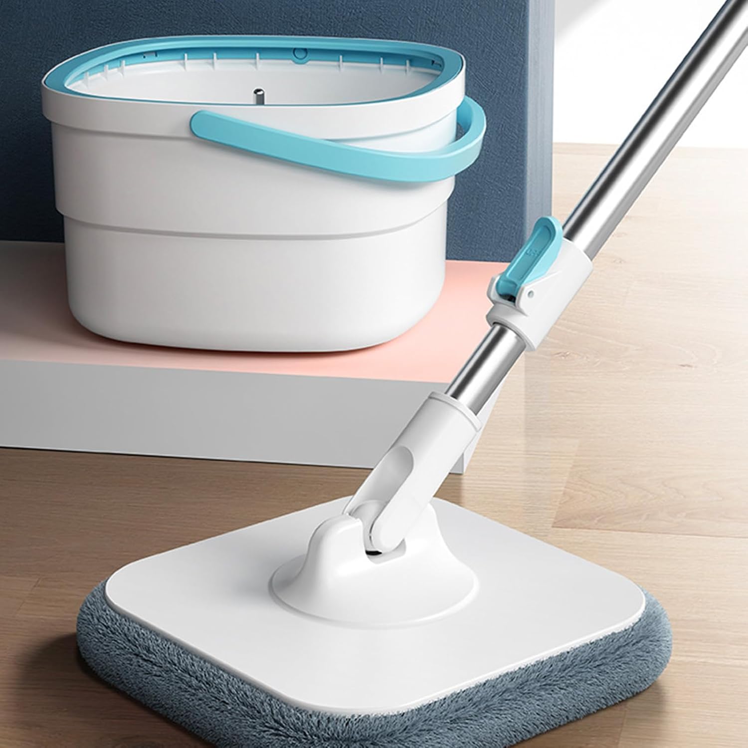 Floor Mop and Bucket Set | Housekeeping Floor Cleaning Accessories,Mop And Bucket Set with Wringer | for Bedroom Dining Room Kitchen Bathroom Study Hardwood - Image 6