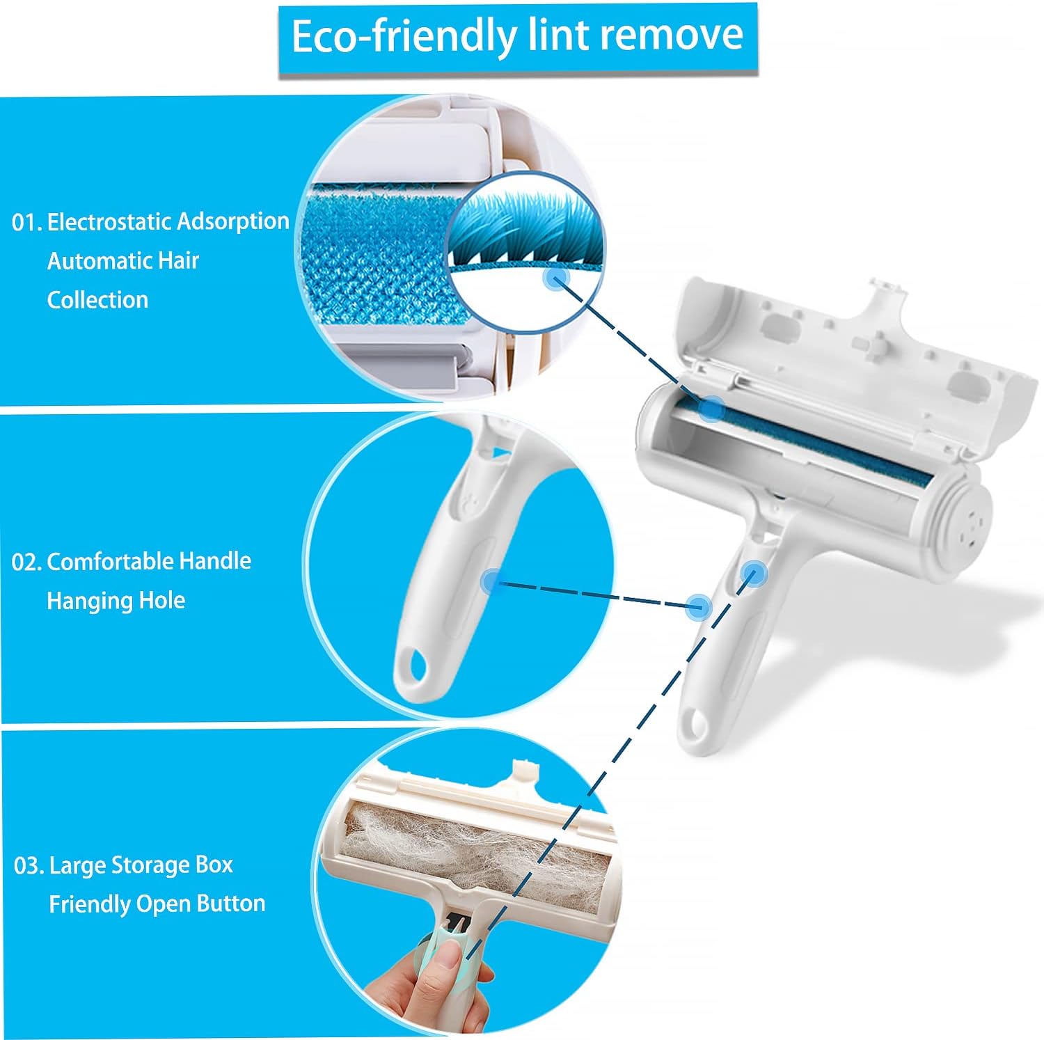 ACE2ACE Pet Hair Remover and Rollers, Cleaning Brush Fur Remover for Cats and Dogs, Washable and Reusable Animals Brushes Hair Removal, for Carpets, Clothes and Sofa-Green - Image 3