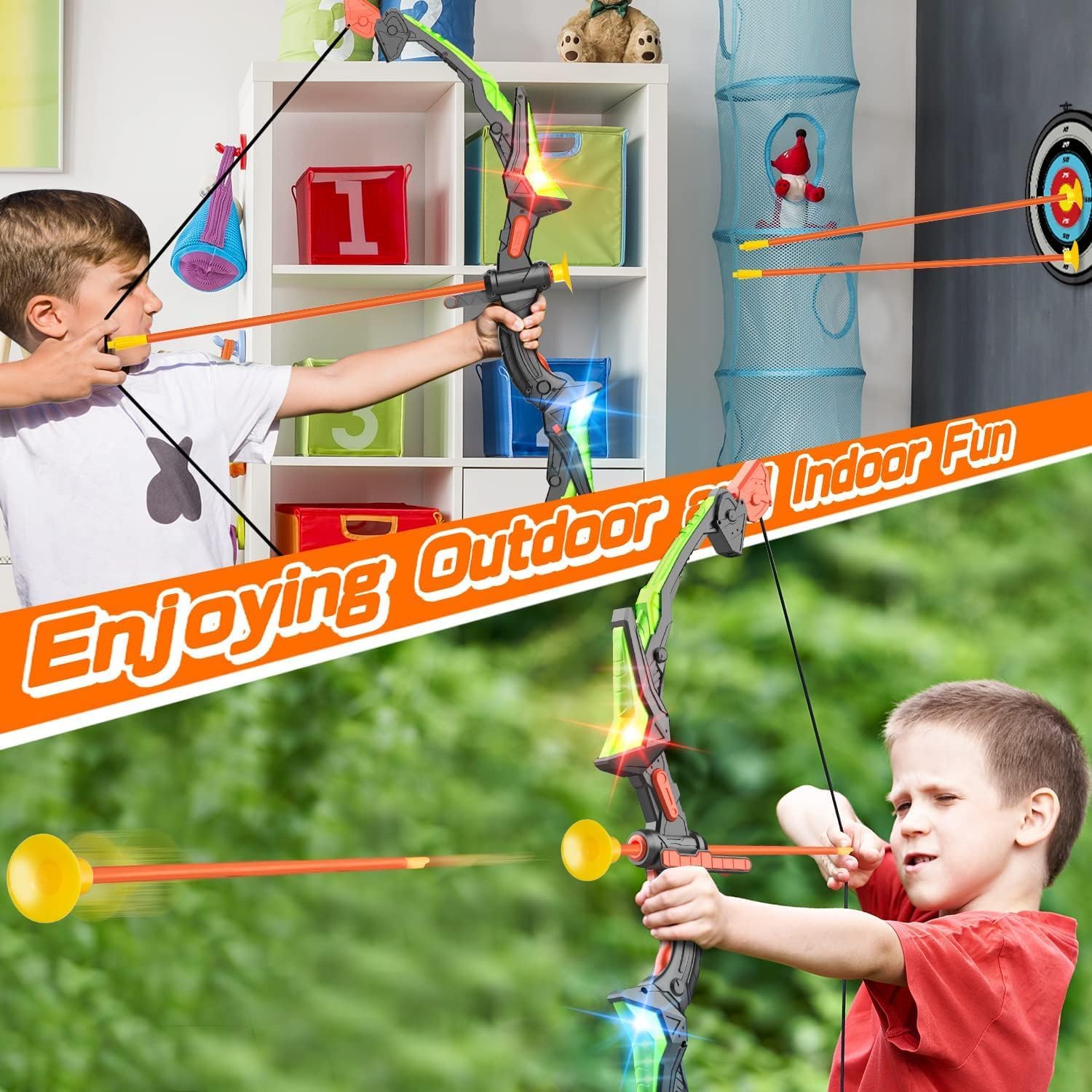 Bow Arrow Set for Kids, LED Light Up Archery Set Toys with 10 Arrows, Indoor Outdoor Shooting Games Hand-eye coordination Birthday Gifts for 6 7 8 9 10 11 12 13 14 Year Old Boys Girls - Image 6