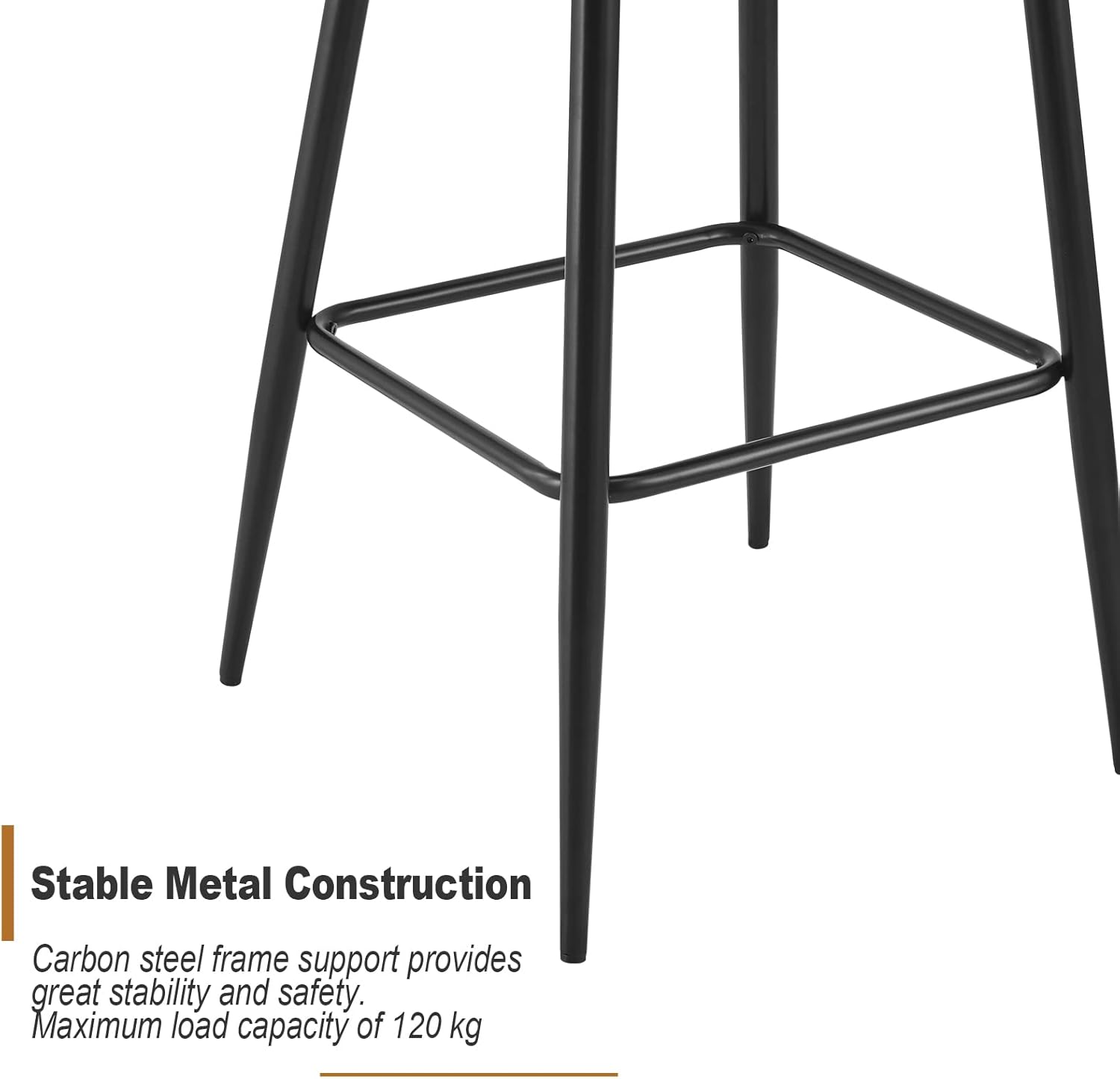 CLIPOP Bar Stools Set of 2,Grey Velvet Padded Breakfast Bar Chairs Barstool with Backrest and Metal Legs,Industrial High Back Dining Stools for Home Kitchen Counter Pub Island - Image 3